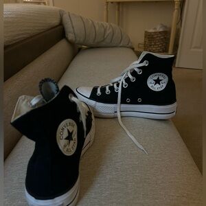 Black high top platform converse
